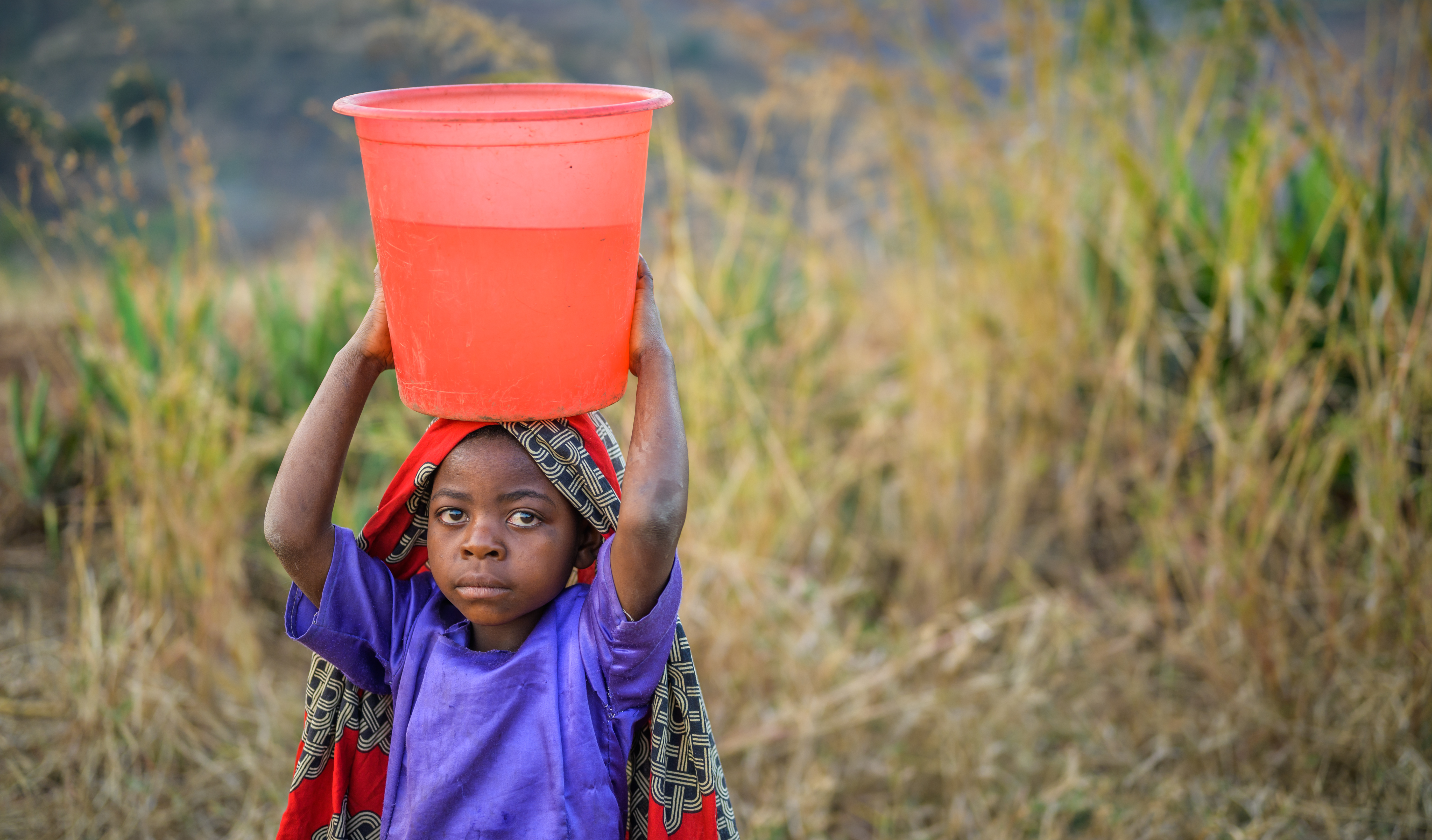 sad african children water