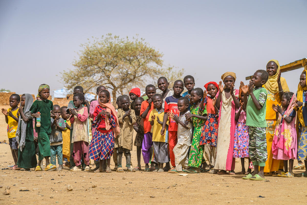 Sudanese refugee children in a refugee camp in Chad